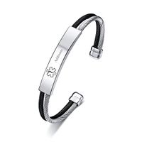 LiFashion CL Men's Stainless Steel Medical Alert ID Addisons Cable Wire Cuff Bangle Bracelet Awareness