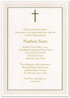Gold Foil Cross With Border Baptism Christening Invitations - Set of 20