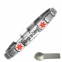 JSC Jewellery Daisy Charm Allergic to Celery Medical Alert Stainless Steel Bracelet