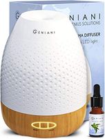 GENIANI Large Aromatherapy Essential Oil Diffuser and Aroma Oil Set - Ultrasonic Cool Mist Humidifier with LED Light for Home Bedroom Spa or Bathroom, Bamboo Design Best Gift, 380 ML
