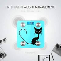 Bluetooth Digital Scale Black Cat Vector Electric Scales for Weight Body Fat Composition Monitor Analyzer with Smartphone App for Body Management-396lbs