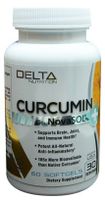 Delta Nutrition Curcumin+ w/NovaSOL Liquid Micelle Technology - 185x More Bioavailable Than 95% Standardized Native Curcumin - 60mg per Serving