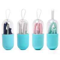 HQXHB Silicone Collapsible Straws Reusable Drinking Tube Set with Case and Cleaning Brush for Kids & Adult, Food-Grade Portable Set, BPA Free Home Office Silicone Travel Straws, Dishwasher Safe-4 Pack