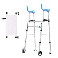 Folding Rollator Walker Elderly, Assisted Walking Seniors with Seat and Arm Support Rolling Walker with Wheels and Hand Grip Adjustable Lightweight Travel Walker for Men and Women with Bath Plate