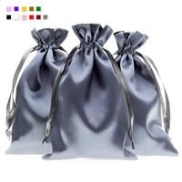 Knitial 3" x 4" Silver Satin Gift Bags, Jewelry Bags, Wedding Favor Drawstring Bags Baby Shower Christmas Gift Bags 50 per Pack