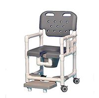 IPU ELT817 P FRLDA Elite Shower Chair Commode with Footrest and Left Drop Arm for use Over existing Toilet, Bedside, and in The Shower (Gray)