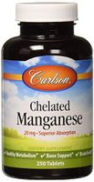 Carlson - Chelated Manganese, 20 mg - Superior Absorption, Healthy Metabolism, Bone Support & Brain Health, 250 Tablets