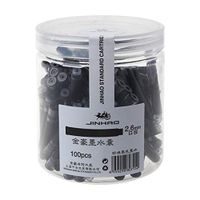 Junlinto,100pcs Jinhao Universal Black Blue Fountain Pen Ink Sac Cartridges 2.6mm Refills School Office Stationery Black