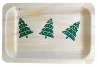 Perfect Stix Perfectware 7-Christmas Trees-25ct 7" Disposable Wooden Plate with Christmas Tree Print - Pack of 25ct
