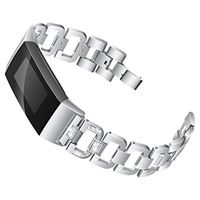Lyperkin Compatible with Fitbit Charge 3 Bands, Delicate Diamond Stainless Steel Watch Strap Bands Quick Release Replacement Wristband Accessories Compatible with Charge 3 Smart Watch for Women