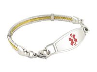 N Style ID Golden Gate Cable PRE-Engraved “Type 2 Diabetes” Women's Fashionable Medical Alert Bracelet - Red 6.75
