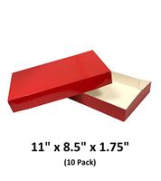 Red Apparel Decorative Gift Boxes with Lids for Clothing and Gifts 11x8.5x1.75 (10 Pack) | MagicWater Supply