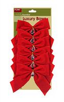 6pcs RED VELVET BOWS WITH CRYSTAL BEADS