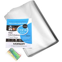 MORIDA 50 Pcs 11x14 inch Cello Cellophane Treat Bags Clear Flat for Gift Wrapping, Bakery, Cookie, Candies, Dessert, Baskets Packaging with Color Twist Ties