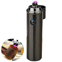 Lonni Electronic Fire Starter,USB Electronic Rechargeable Flameless Cigarette Lighter for Thanksgiving Day Candle Smoking Camping BBQ Stove (Dark Gray)