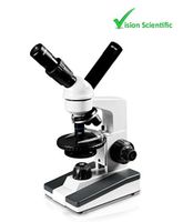 Vision Scientific VME0019-T-RC Dual View Compound Microscope, 10x WF & 25x WF Eyepiece, 40x-1000x Magnification, Brightfield LED Illumination, Gliding Round Stage, Rechargeable Battery