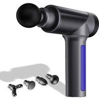 Muscle Massage Gun - Handheld Electric Deep Tissue Body Massager for Athletes, High Intensity Percussion Massage Gun with 4 Ergonomic Heads & 6 Speed Brushless, Quiet, Portable, Cordless