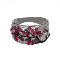 Peigen Women's Ring, 1PCS Elegant Silver Plated Flash Square Drill Bright Zirconia Rings for Women Unique Plum Crystal Wedding Luxury Ring