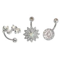 3pcs Stainless Steel Belly Button Rings Crystal Navel Bar Body Piercing 14G Beauty Womans Party Jewerly Creative Accessories Cheap Casual Beautiful Style