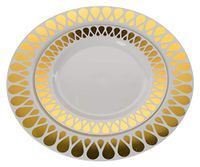 14 oz Gold Droplet Design Soup Premium Plastic Wedding Bowls (40 Pack) China-Like