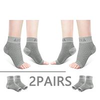 AVIDDA Ankle Brace for Men Women 2 Pairs Plantar Fasciitis Socks with Arch Support Compression Foot Sleeve for Achilles Tendon Support Sprained Ankle Swelling Flat Feet Gray L