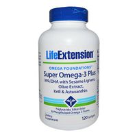 Life Extension Super Omega-3 Epa/DHA with Sesame Ligans & Olive Extract, Krill/Astaxanthin Soft Gels, 120 Count