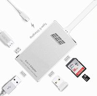 E2E USB 3.1 Type-C to 4K HDMI USB 3.0 Port USB-C Charging and SD Card Reader 6-IN-1 Adapter Hub (silver)