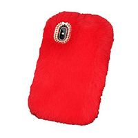 Cfrau Furry Case with Black Stylus for Samsung Galaxy Note 10 Plus/Note 10 Plus 5G,Winter Warmed Fashion Faux Rabbit Bunny Fur Fluffy Plush Soft Case with Cute 3D Crystal Bowknot,Red