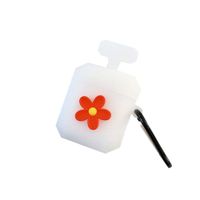 ICI-Rencontrer Super Elegent Fresh Flower Perfume Bottle Airpods Case Cute Portable AirPods Accessories Soft Silicone Anti-Scratch Shockproof Wireless Earphone Protective Case Carabiner White