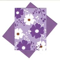 Victoria Elizabeth Set of 8 Blank Notecards ~ Violet and White Flowers on Violet (3.75" x 5"; Violet Envelopes)