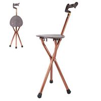 JKLife 2 in 1 Walking Portable Folding Cane, for Elderly Folding Aluminium Lightweight with Seat Mobility Tripod Stool Portable Retractable Crutches
