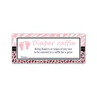 30 Diaper Raffle Cards Foorprints Baby Shower Pink Black
