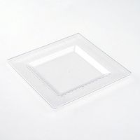 BalsaCircle 30 pcs 6.5-Inch Clear with Honeycomb Plastic Square Plates - Disposable Wedding Party Catering Tableware