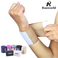 Runworld (1 Pair) Elastic Breathable Wrist Support Brace Compression Bandage Wrap for Men Women Weightlifting, Cross Training, Workout, Gym, Powerlifting, Bodybuilding (Beige)
