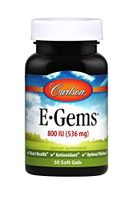 Carlson - E-Gems, 800 IU (536 mg), Natural-Source Vitamin E, Heart Health & Optimal Wellness, Antioxidant, 50 Soft Gels