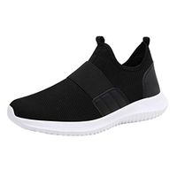 Men's Mesh Slip On Sports Trail Running Shoes Casual Breathable Lightweight Sneakers Summer Knit Walking Tennis Shoe (Black, US:9)