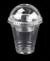 12oz Clear Plastic Cups w/ 4oz Parfait Insert & Lids (3-piece) Dessert Cups (50 Count, Dome Lids - No Hole)