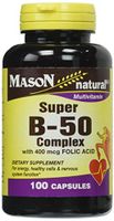 Mason Vitamins Super B 50 Complex with 400 mcg Folic Acid Capsules, 60 Count