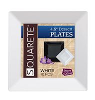 Squarete 4.5'' inch White Party Plates Dessert Plates Hard Plastic Elegant Disposable 10 Dessert Plates Per Package Pack of 4…
