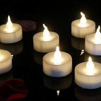 12pcs Tea Light Electronic Battery Candles Flameless Warm White Round Fake Led Flickering Candle for HalloweenCraft Project Luminary Bag for Diwalli