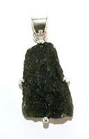 Moldavite Sterling Silver Pendant Raw Natural Crystal MOLDP1813