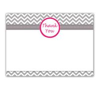 30 Blank Thank You Cards Hot Pink Grey Chevron Zig Zag Design Birthday Party Baby Shower Bridal Engagement Wedding + 30 White Envelopes