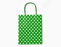 12CT Medium Green Polka DOT Biodegradable, Food Safe Ink & Paper, Premium Quality Paper (Sturdy & Thicker), Kraft Bag with Colored Sturdy Handle (Medium, P.Green)