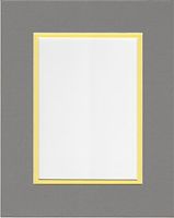 18x24 Ocean Grey and Yellow Double Picture Mat, Bevel Cut for 12x18 Picture or Photo
