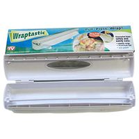 Plastic Wrap Cutter,Food Freshness Dispenser Preservative Film,Reusable Dispenser with Slide Cutter,Stainless Steel Slide Cutter,Removable Fixed Suction Cup
