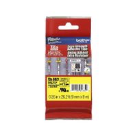 Brother TZES621 Labels - 9mm (3/8") Black on Yellow Extra Strength Super Adhesive Industrial Tape (8m/26.2 Ft.) (1/Pkg) For use in TZ P-Touch: All TZ Machines