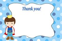 30 Blue Prince Kids Birthday Party Baby Boy Shower Blank Thank You Cards Polka Dots Design + 30 White Envelopes