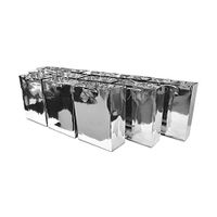 7.5x9x3.5” 12 Pcs. Medium Metallic Silver Paper Gift Bags with Metallic Handles, Party Favor Bags for Birthday Parties, Weddings Gifts