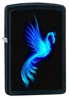Zippo Lighter: Blue Phoenix - Black Matte 76524