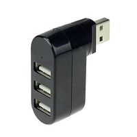 Mini 3-Port USB 2.0 Rotatable Hi-Speed Hub,Smart Charging Ports with Individual Ports, Power Rotate Splitter Adapter for Laptop,PC,iPhone Plus, iPad Air 2, Notebook, Mac,USB Flash Drives (Black)